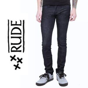 XXX Rude Men’s Size 30x32 Slim Skinny Dark Indigo Blue Jeans Hot Topic